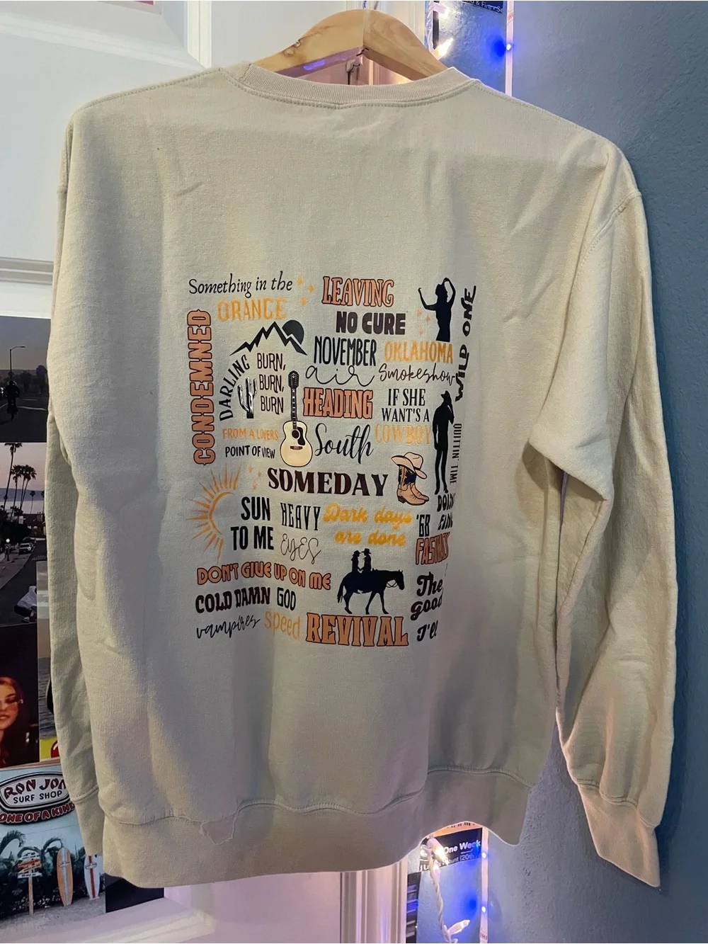 Zach Bryan Cream Crewneck Sweater